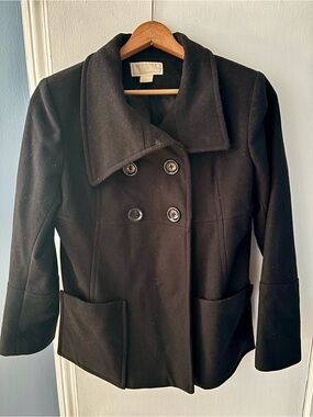 MICHAEL Michael Kors Black Double-Breasted Peacoat